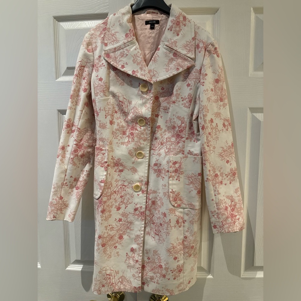 Jacob Pink Floral Women's Trench Coat